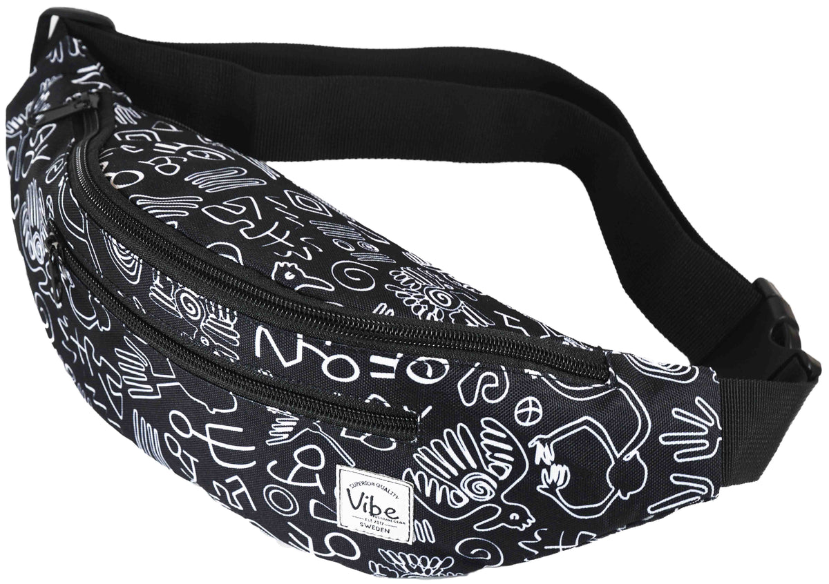 Fanny Pack Black White Tribal – Vibe Festival Gear