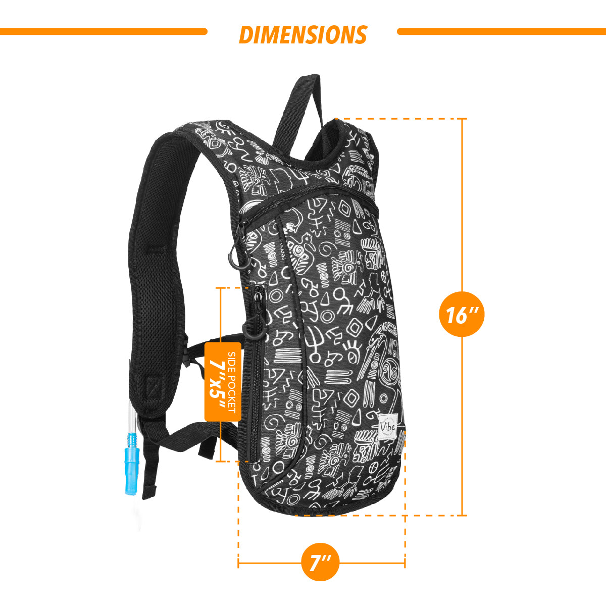 Hyration Backpack Hydration Backpack - Black & White Tribal – Vibe Festival Gear